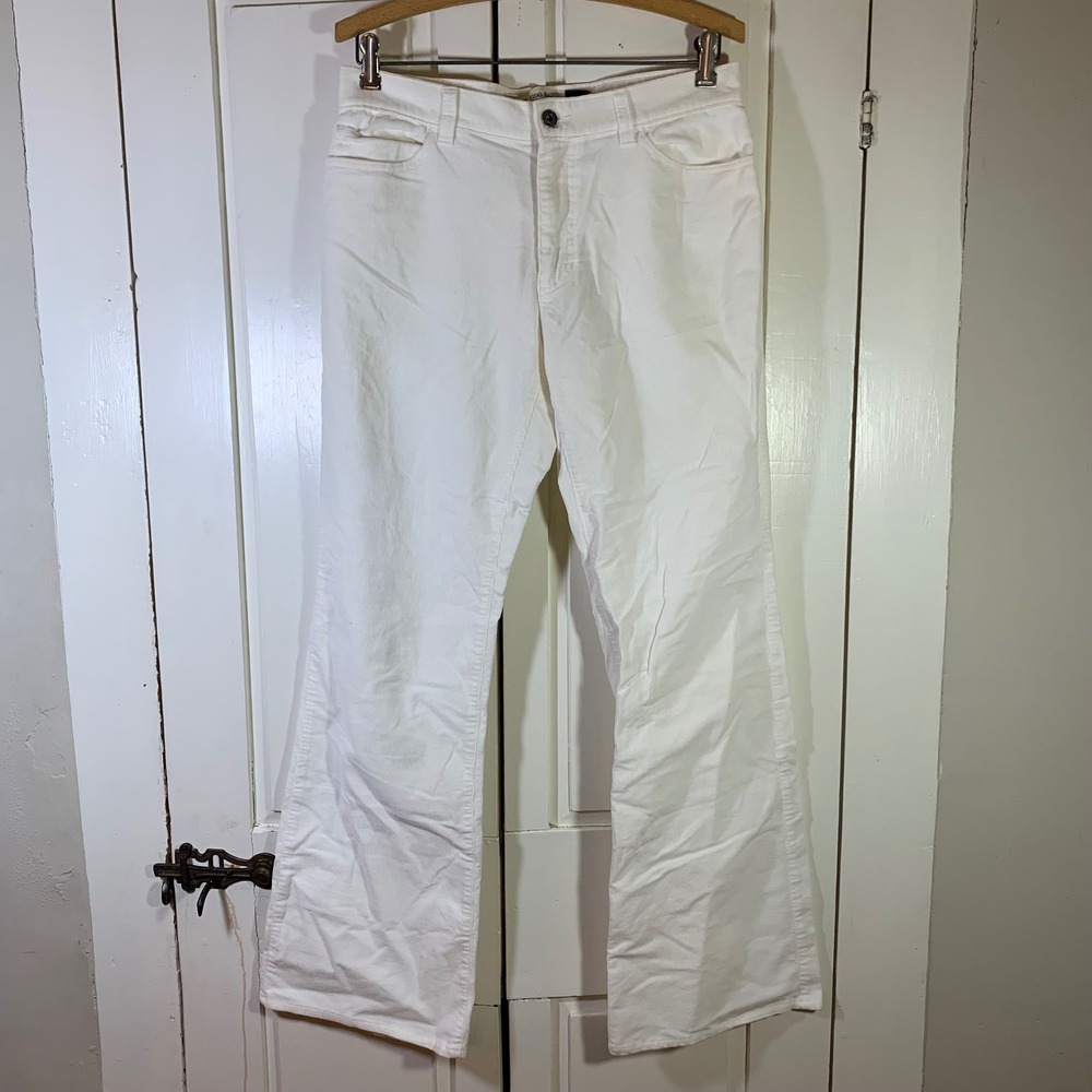 Vintage Gap Women‎ White Low Rise Flare Corduroy Pants Stretch Size 8 Y2K 2000s